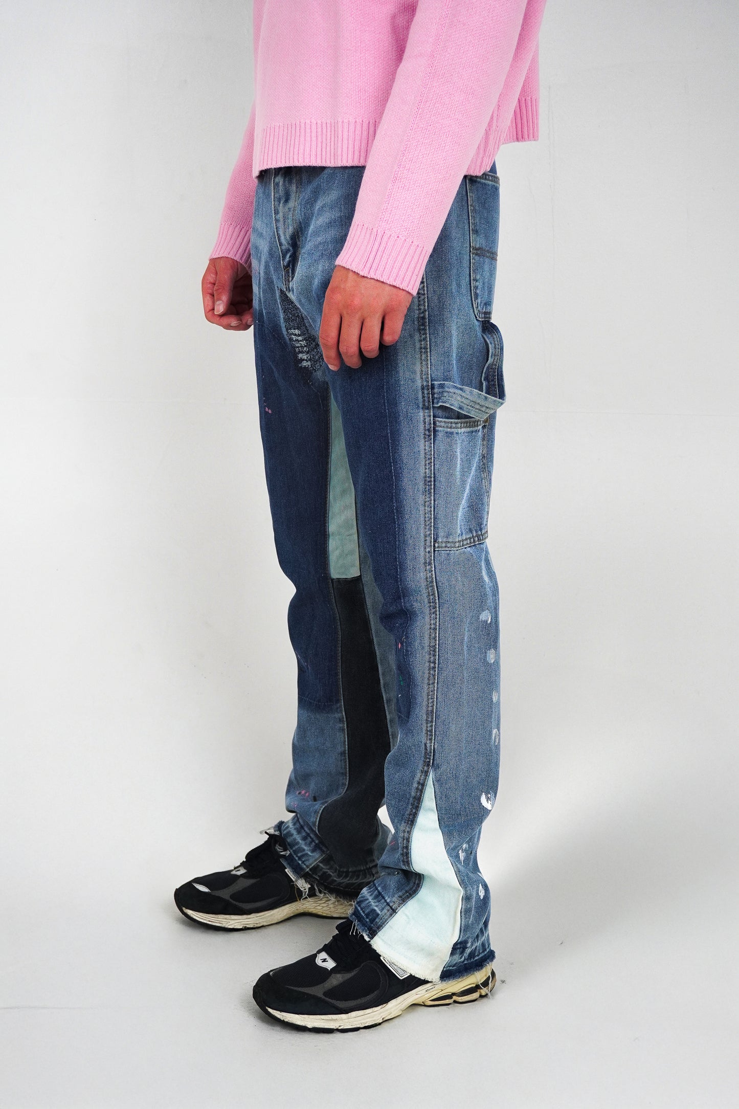 GALLERY CARPENTER FLARED DENIM JEANS BLUE