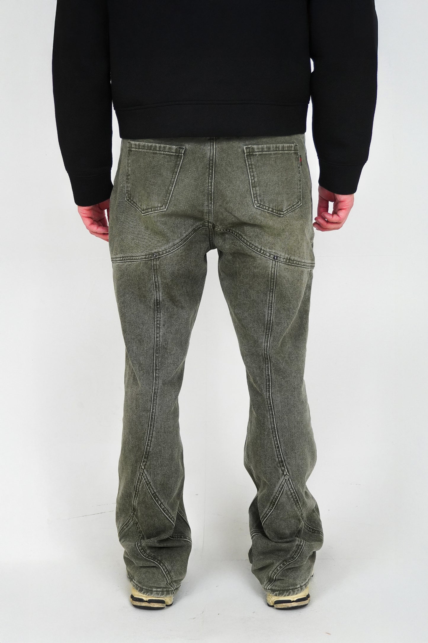 BUTTON STRAIGHT DENIM JEANS GREEN