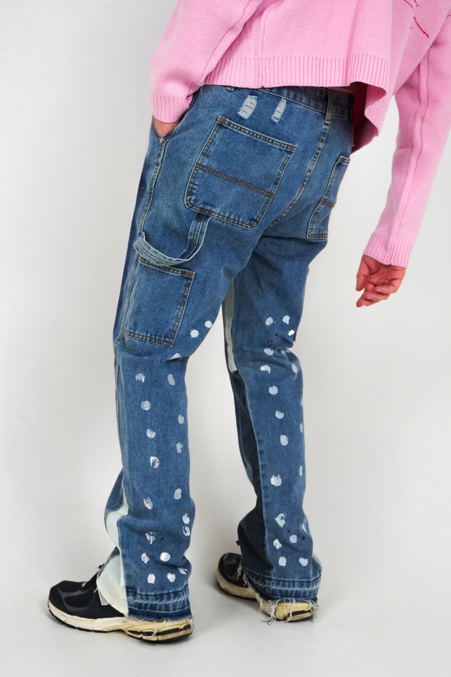 GALLERY CARPENTER FLARED DENIM JEANS BLUE