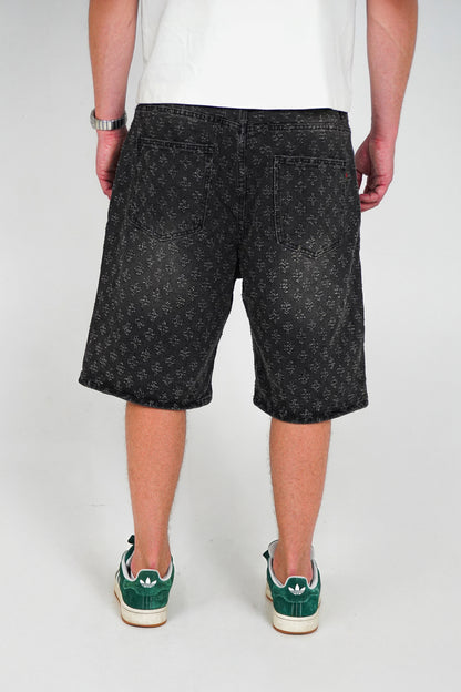 DISTRESSED DENIM SHORTS BLACK