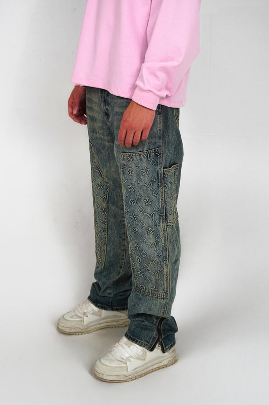 ROYAL FLUSH CARPENTER DENIM JEANS BLUE BLU