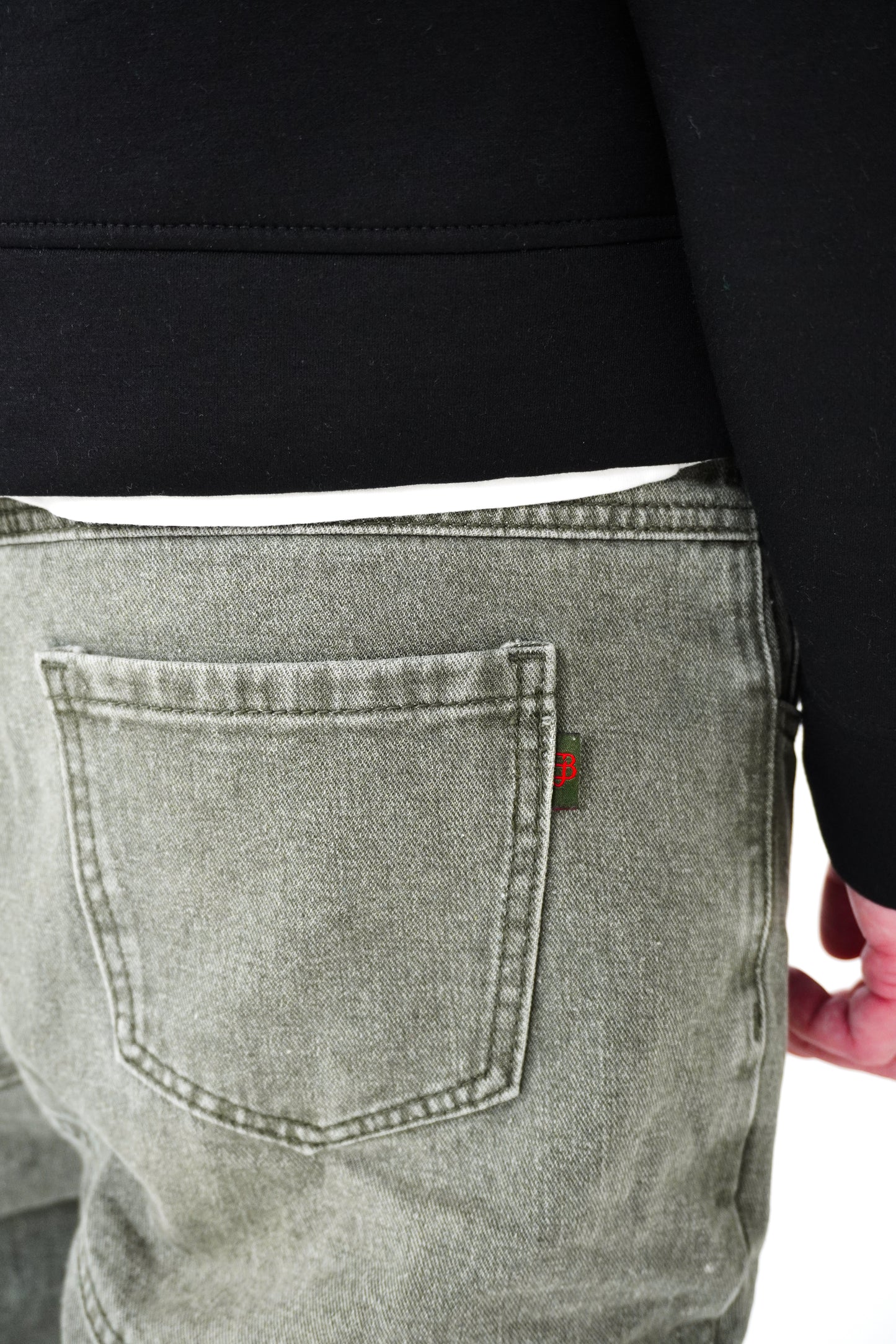 BUTTON STRAIGHT DENIM JEANS GREEN