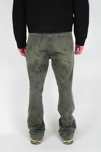 BUTTON STRAIGHT DENIM JEANS GREEN